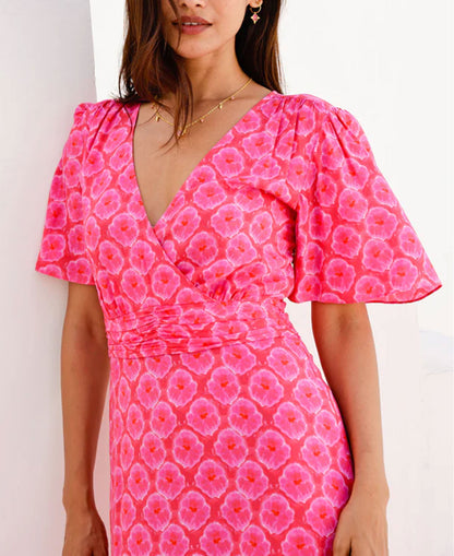 Mimi Ecovero Dress - Pink/Red Bloom