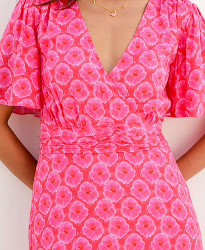 Mimi Ecovero Dress - Pink/Red Bloom