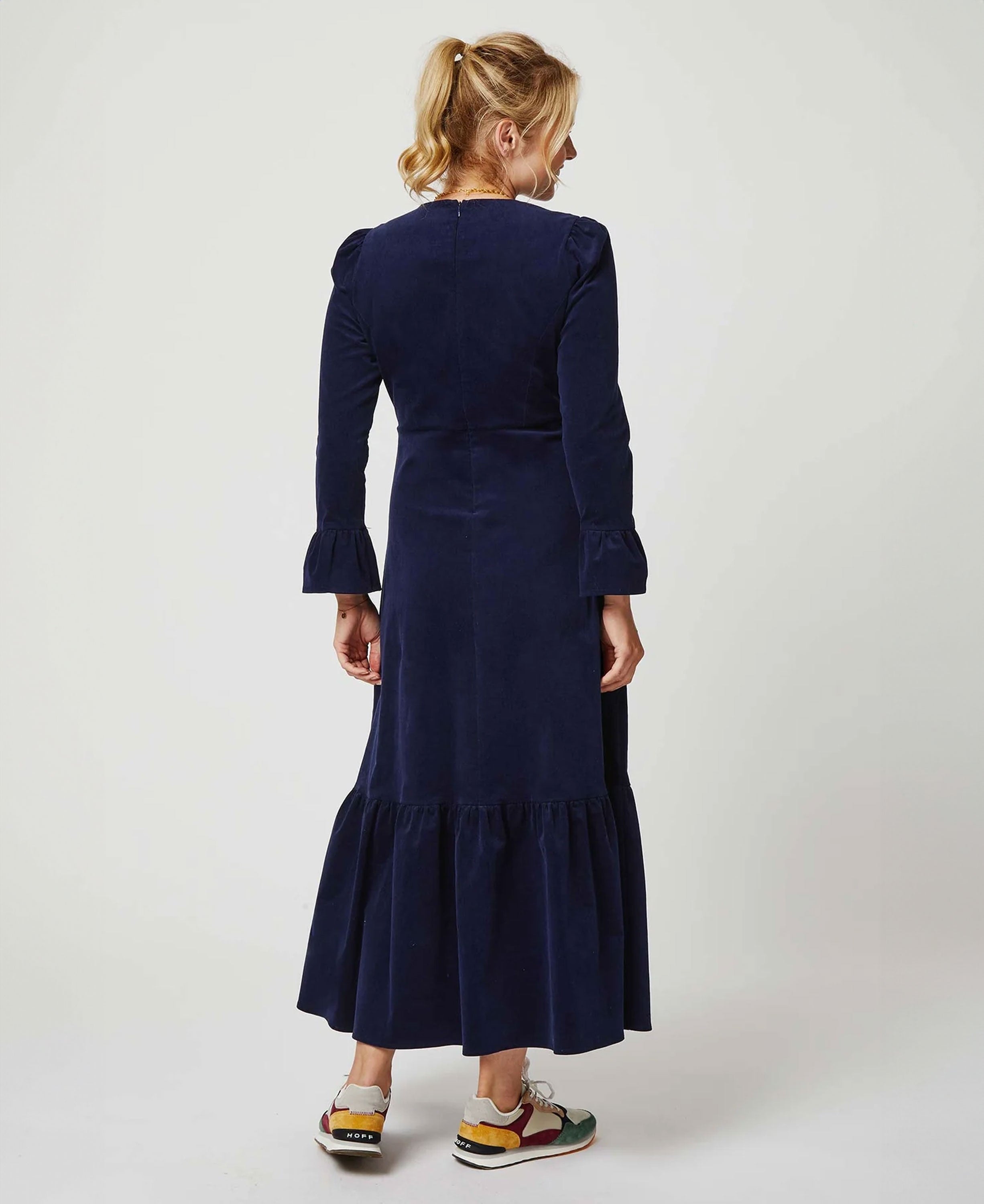 Victoria V-Neck Long Sleeve Dress - Atlantic Blue