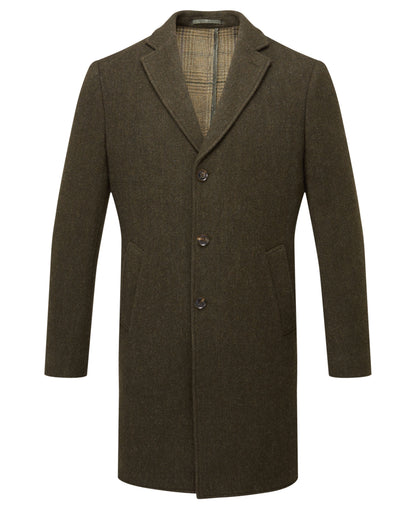 Banchory Tweed Coat - Dark Olive Herringbone Tweed