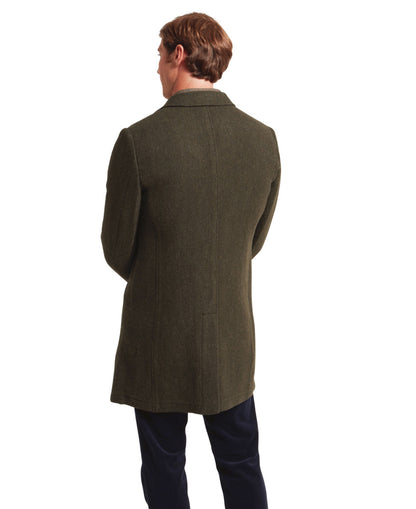 Banchory Tweed Coat - Dark Olive Herringbone Tweed