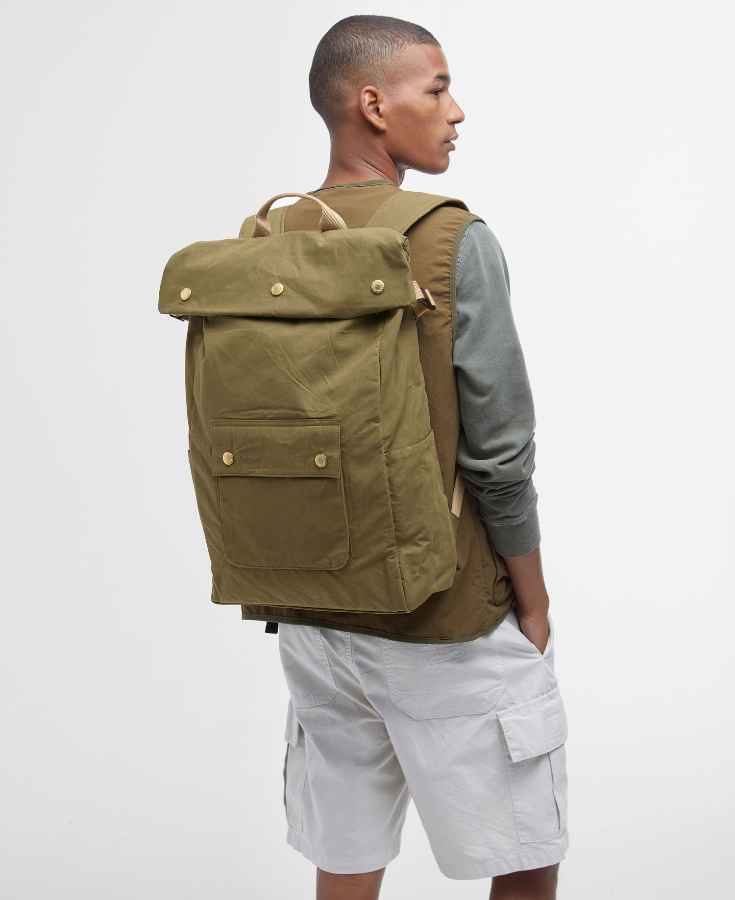 Transport Foldover Backpack Bag - Dusky Green