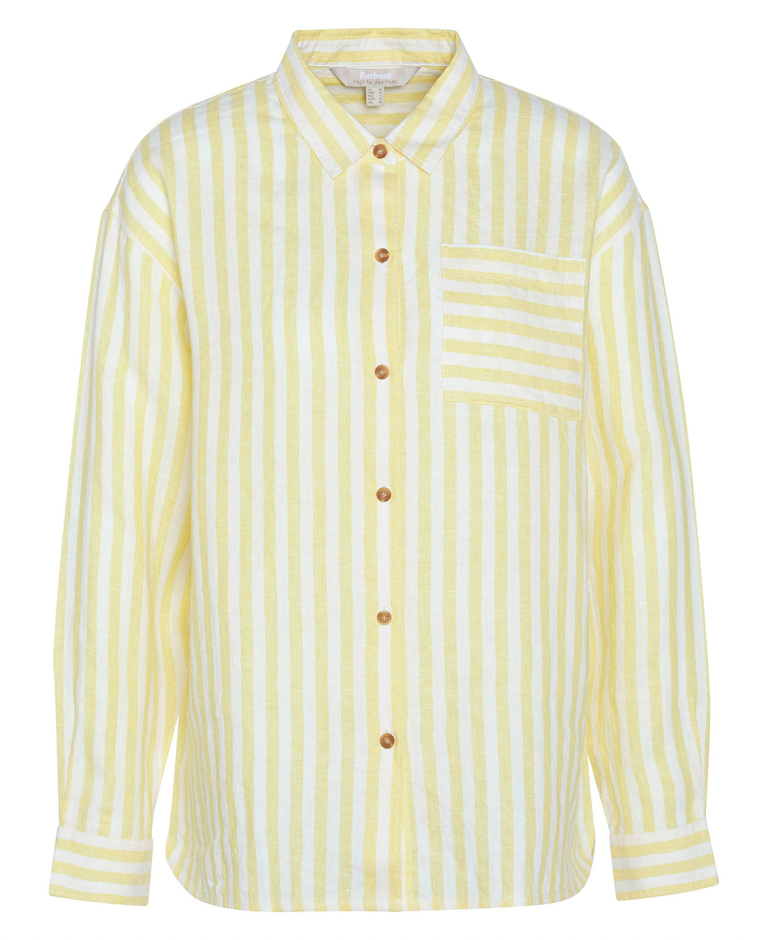 Annie Long Sleeve Linen Shirt - Sunray Yellow Stripe