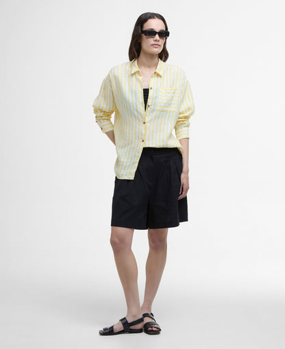 Annie Long Sleeve Linen Shirt - Sunray Yellow Stripe