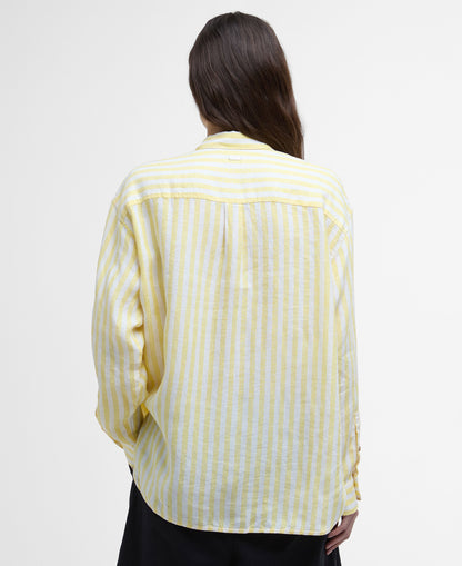 Annie Long Sleeve Linen Shirt - Sunray Yellow Stripe