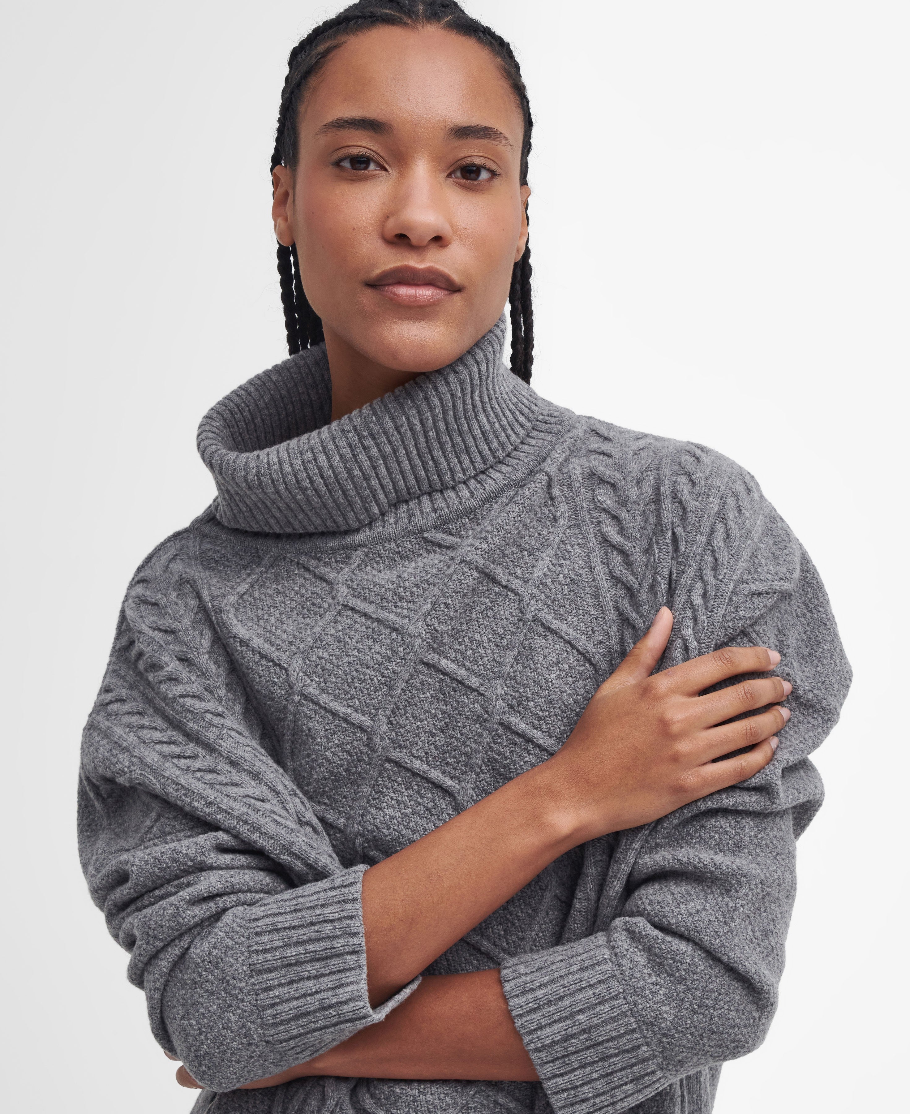 Burne Knitted Cape - Grey Marl