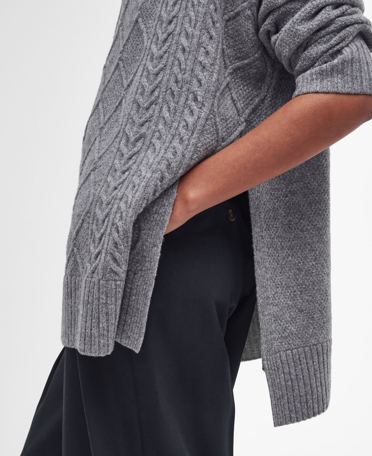 Burne Knitted Cape - Grey Marl