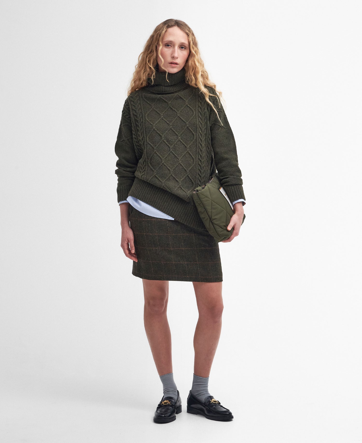 Burne Knitted Cape - Olive