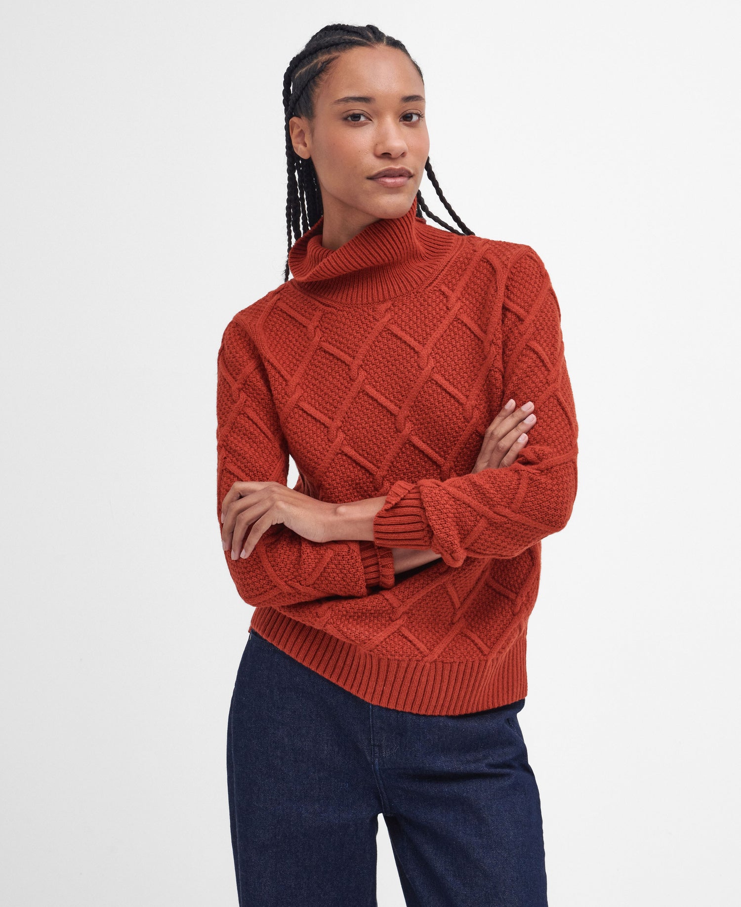 Burne Roll Neck Knitted Jumper - Spiced Pumpkin