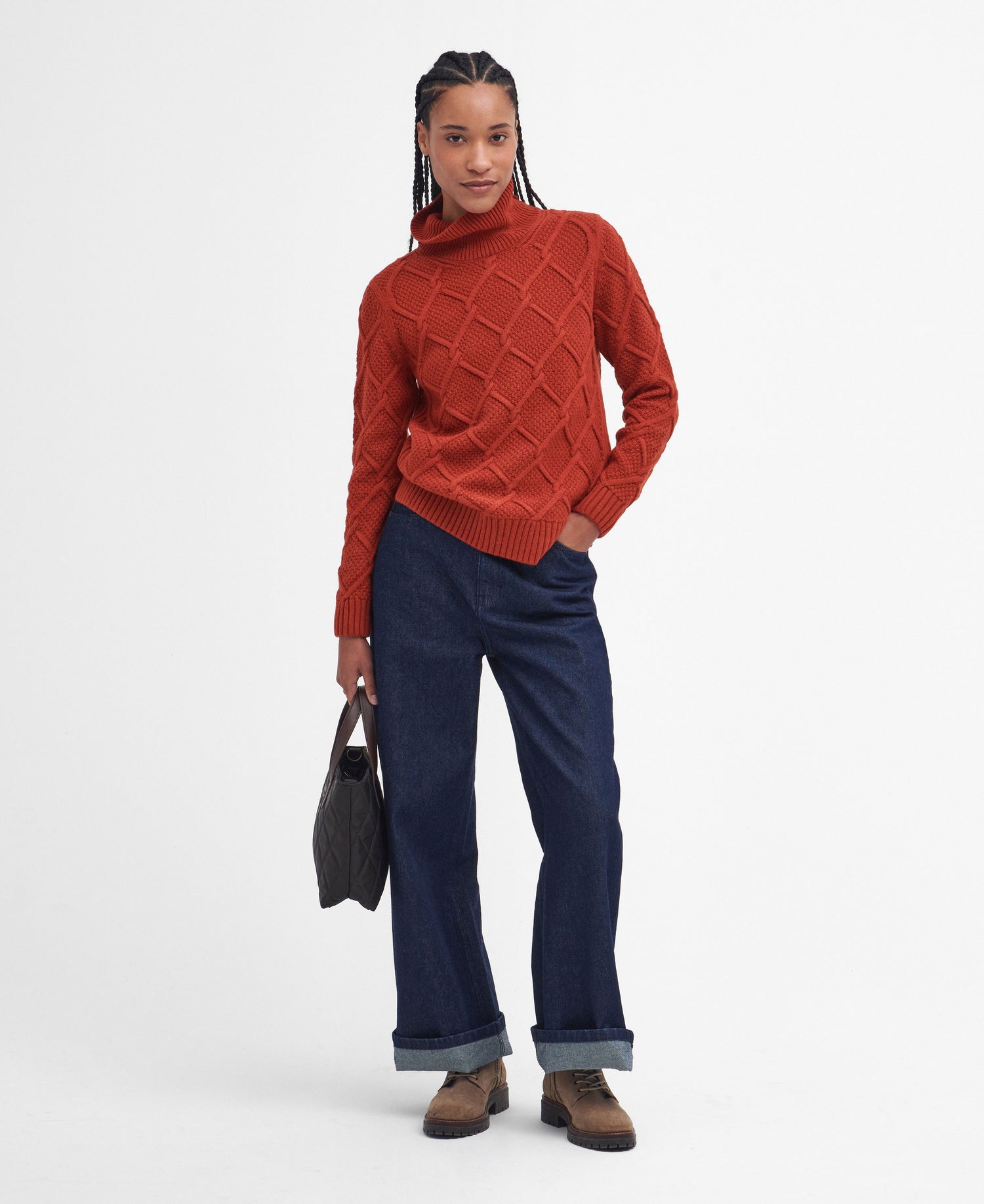 Burne Roll Neck Knitted Jumper - Spiced Pumpkin