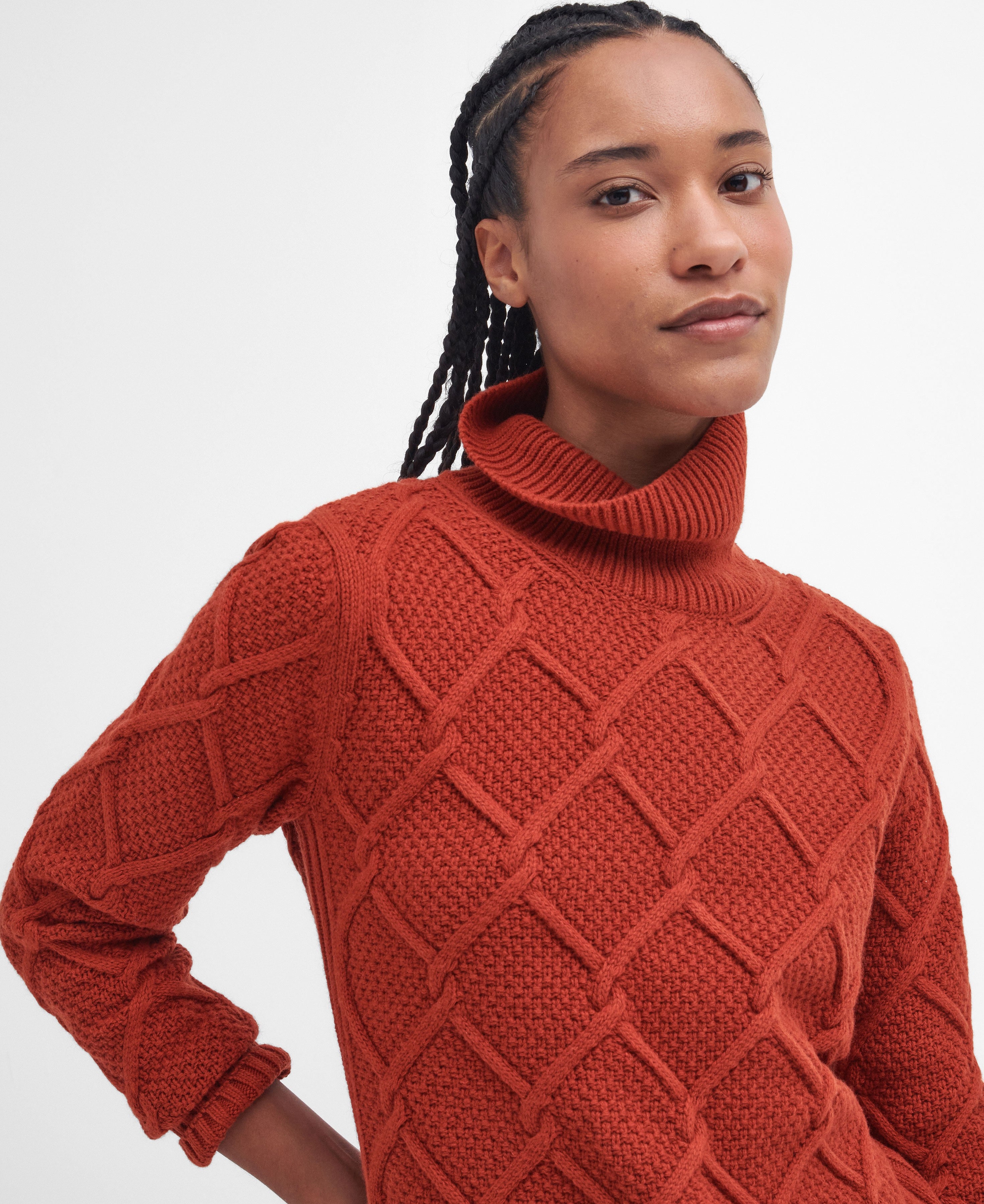 Burne Roll Neck Knitted Jumper - Spiced Pumpkin