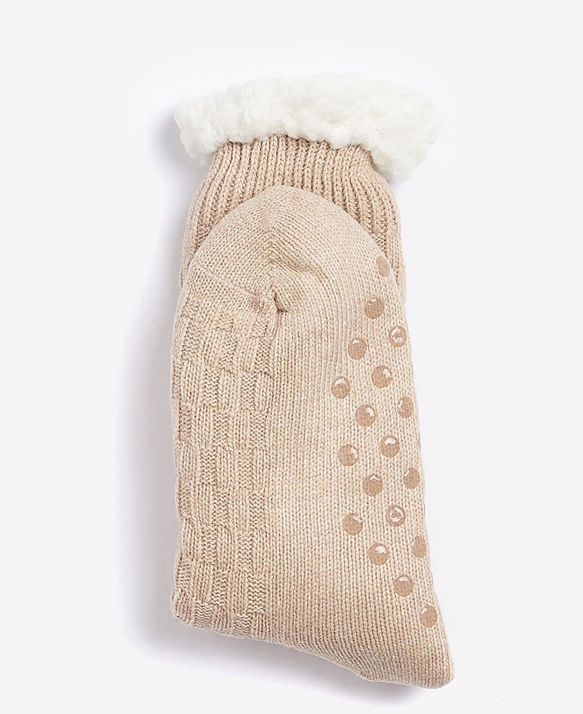 Cable Knit Lounge Sock - Oatmeal