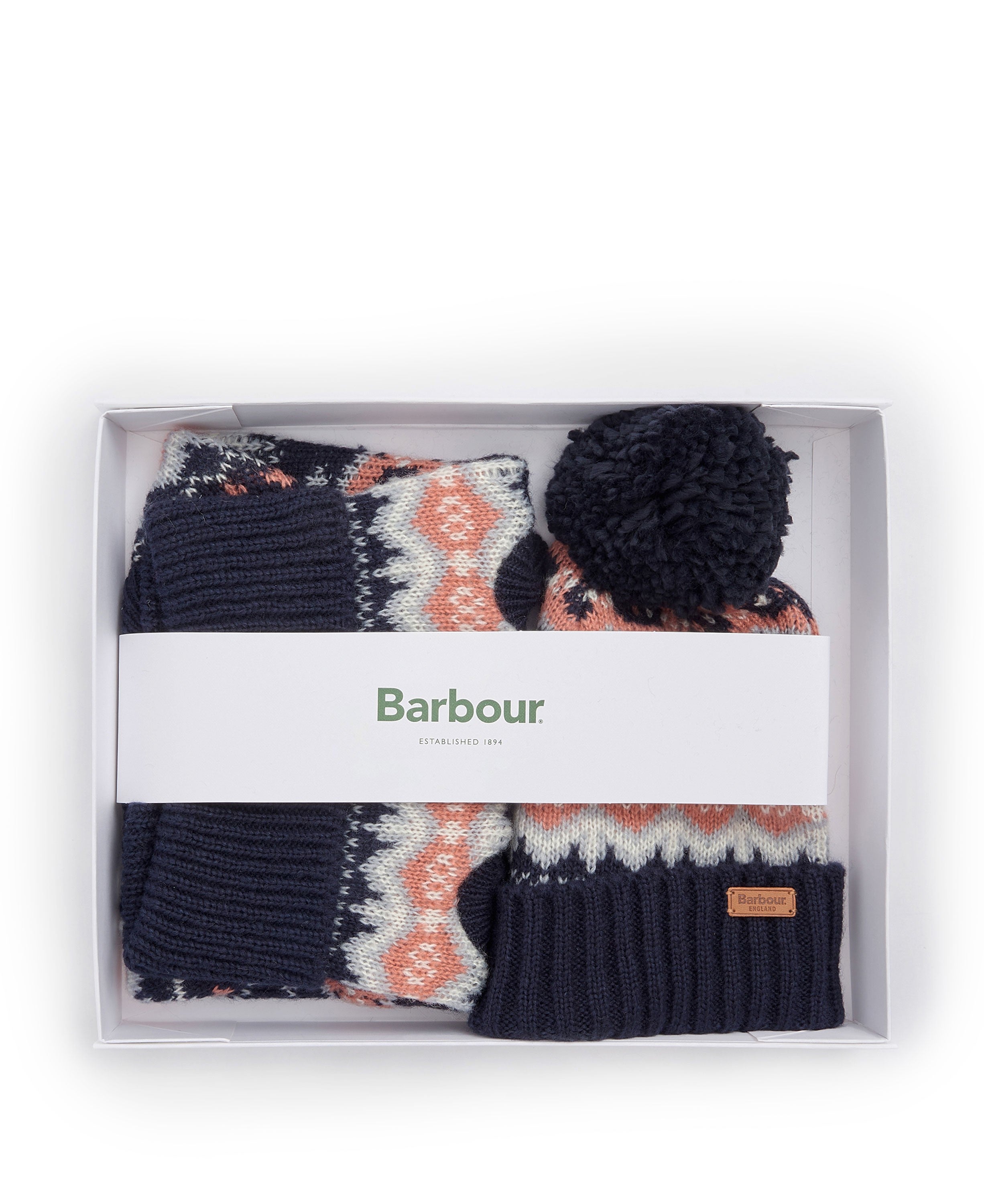 Case Fairisle Dog Gift Set - Pink/Navy