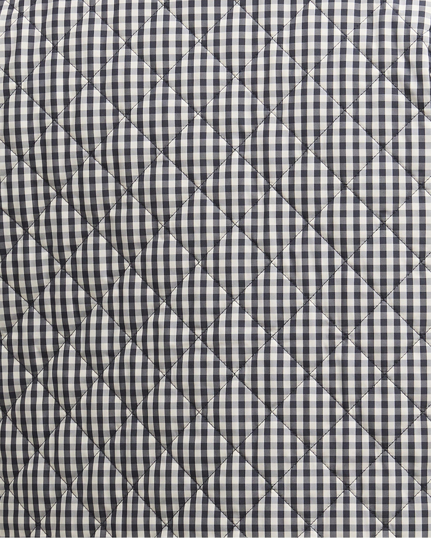 Cashel Check Collarless Quilted Jacket - Navy Gingham/Dark Navy