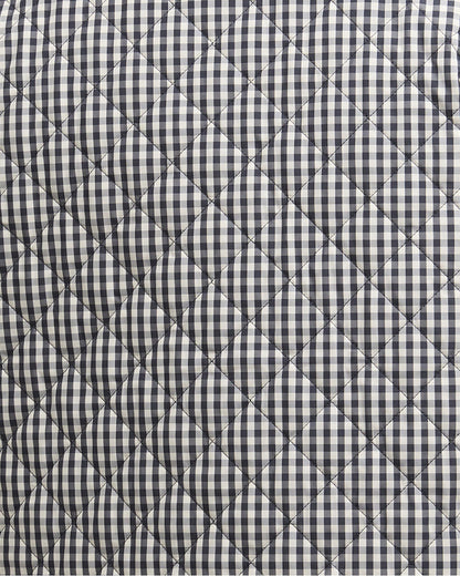 Cashel Check Collarless Quilted Jacket - Navy Gingham/Dark Navy