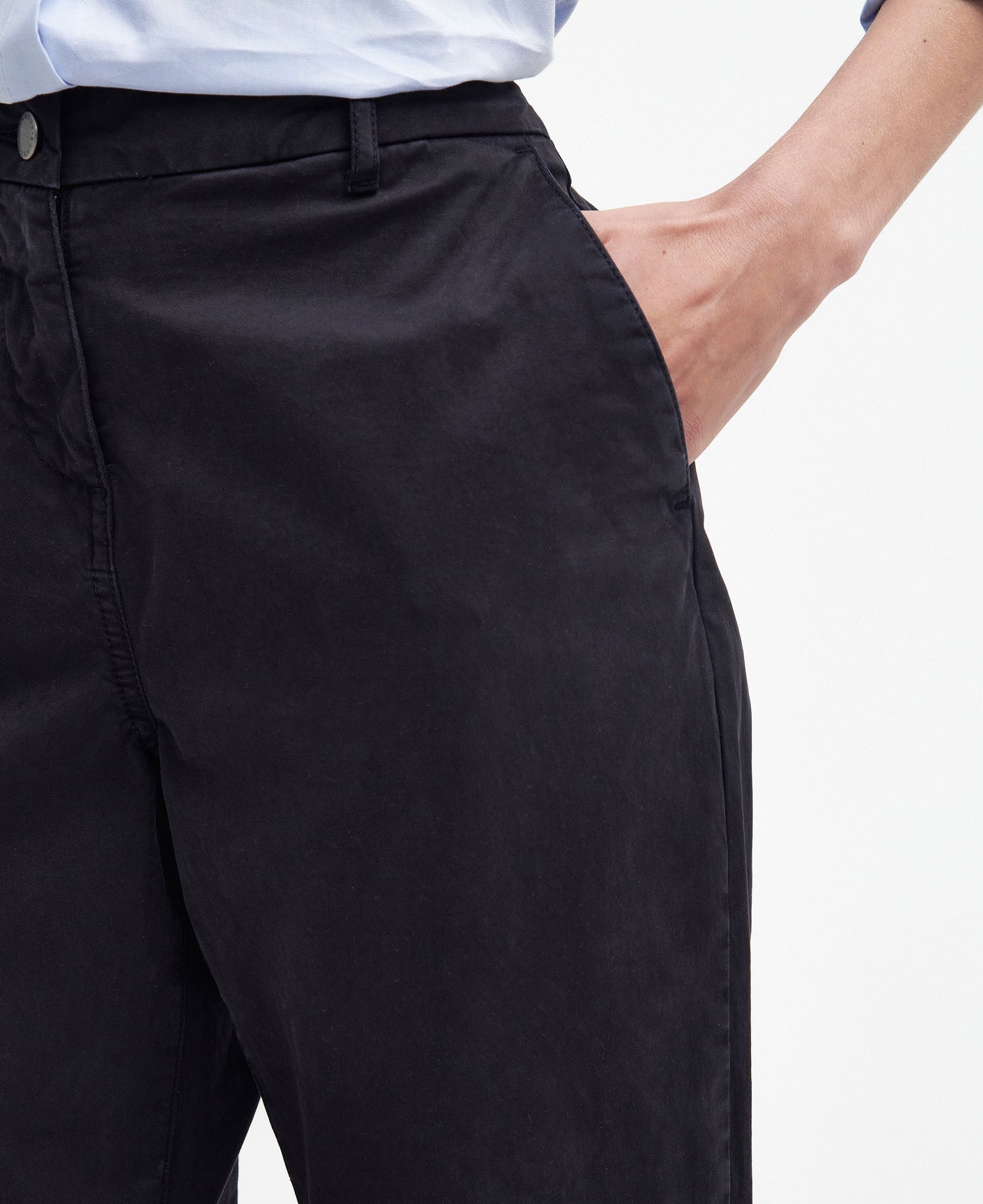 Cropped Chino Trousers - Navy