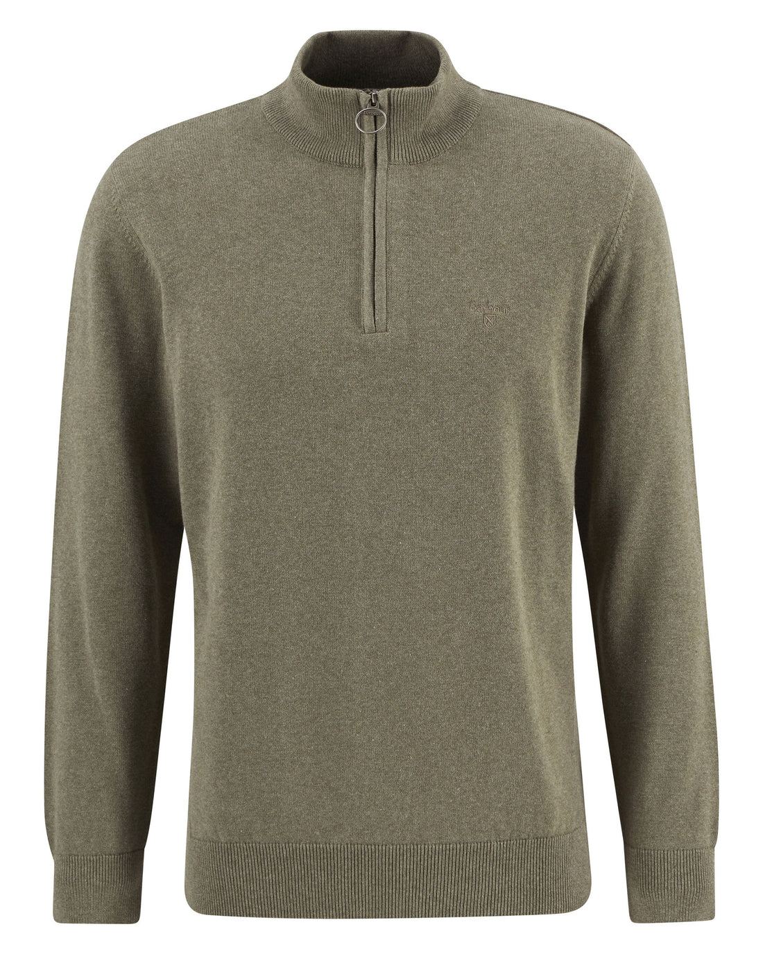 Cotton Half Zip Knitted Jumper - Smokey Olive