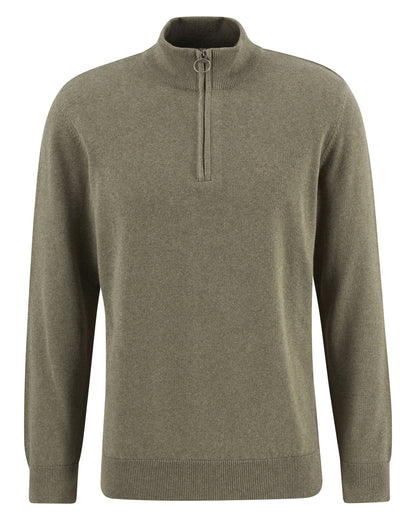 Cotton Half Zip Knitted Jumper - Smokey Olive