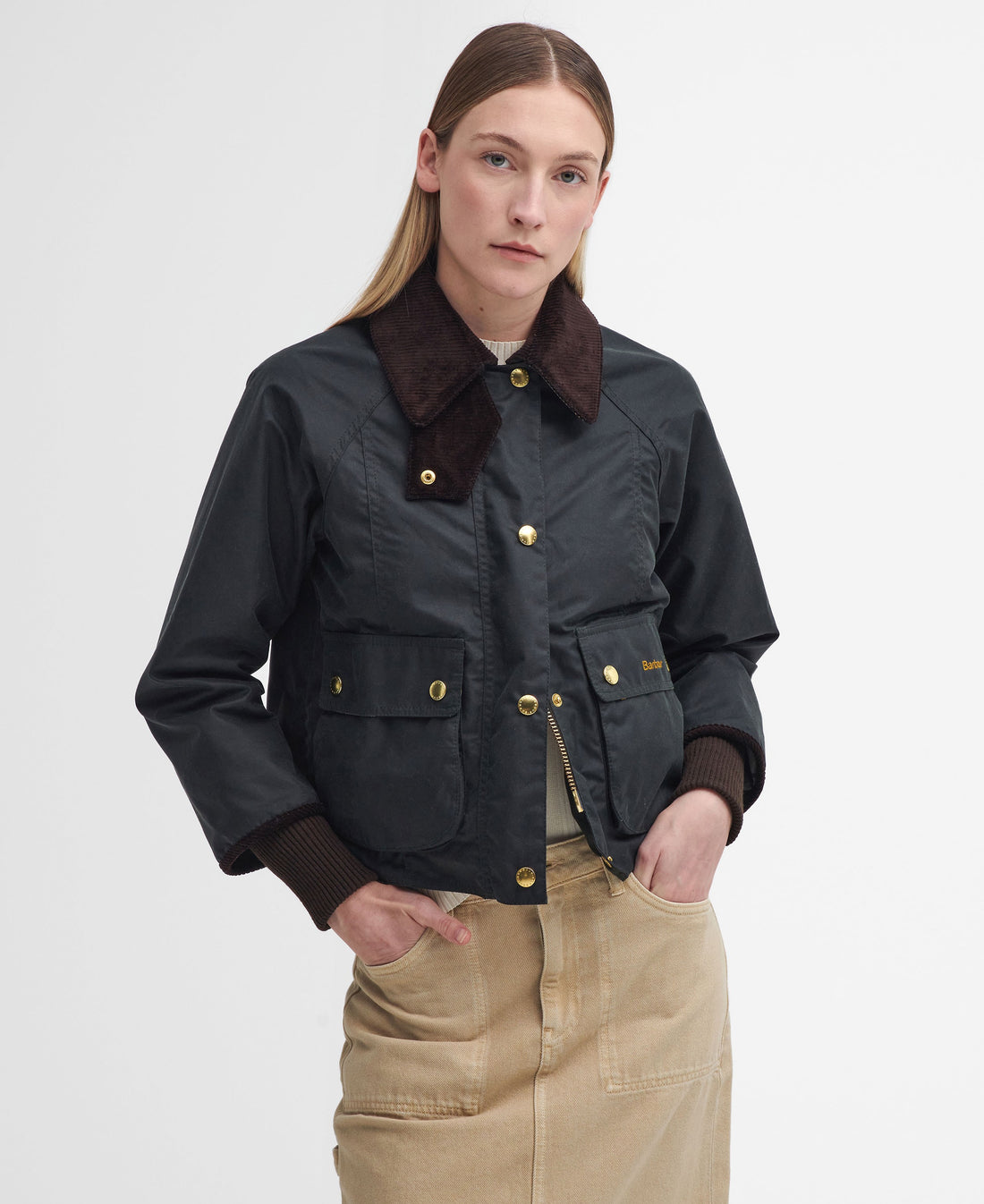 Cropped Beadnell Wax Jacket - Sage/Ancient