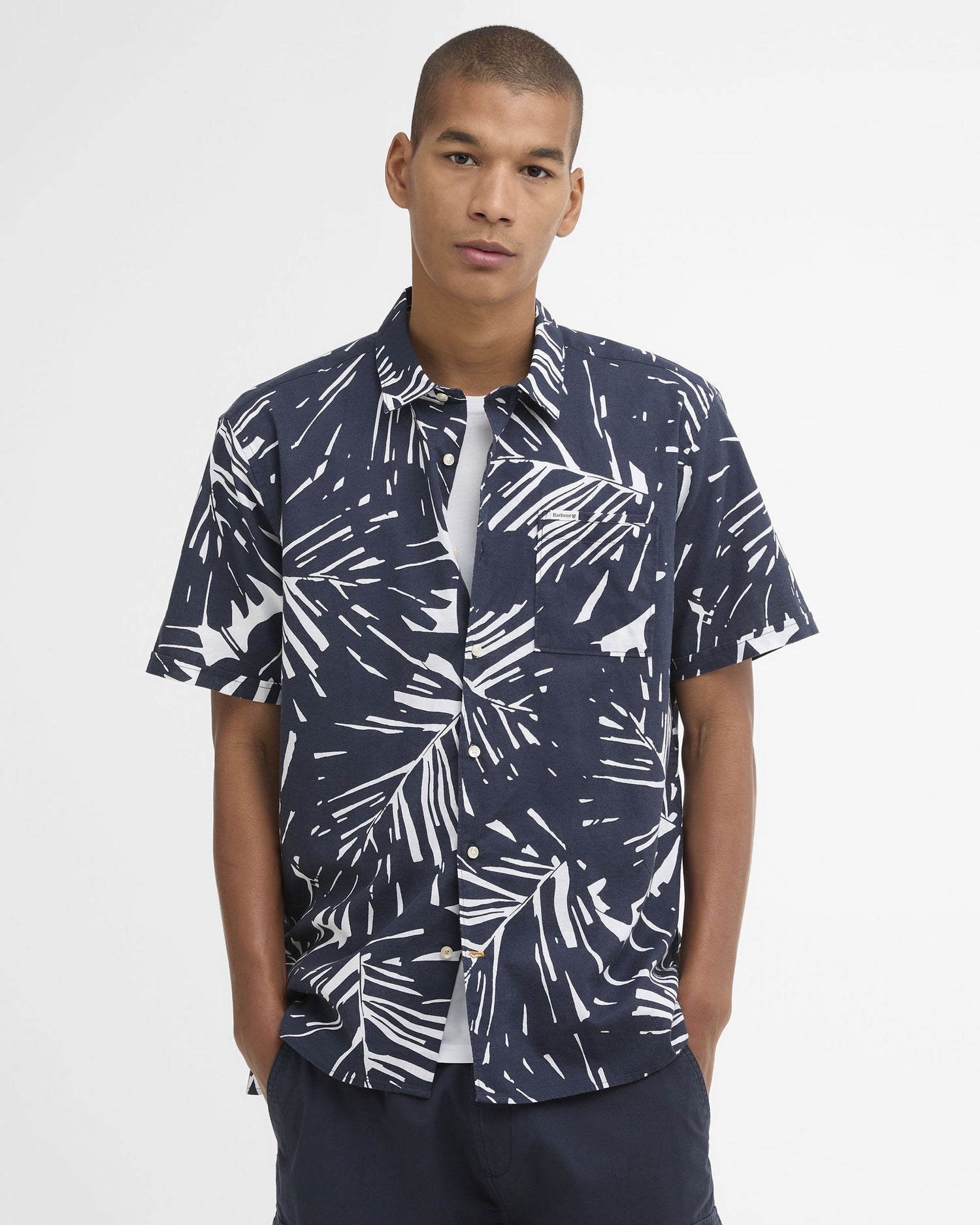Edenwood Printed Summer Fit Shirt - Navy