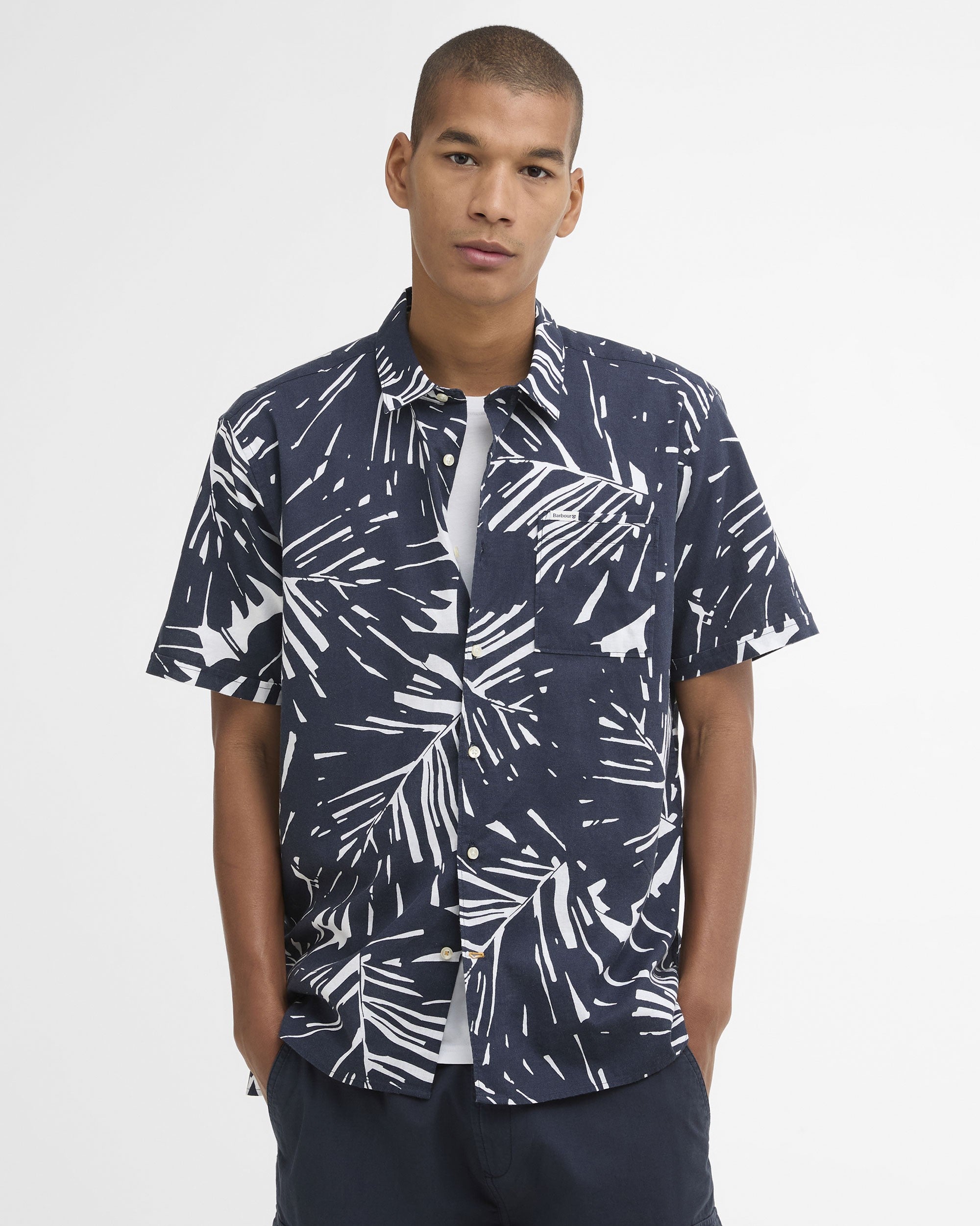 Edenwood Printed Summer Fit Shirt - Navy