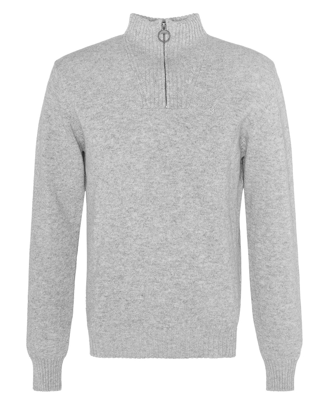 Essential Lambswool Half Zip Jumper - Light Grey Marl