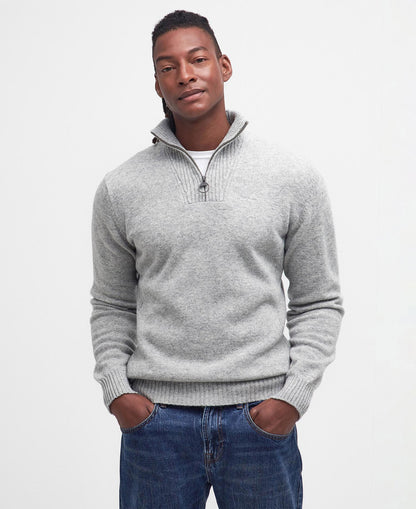 Essential Lambswool Half Zip Jumper - Light Grey Marl