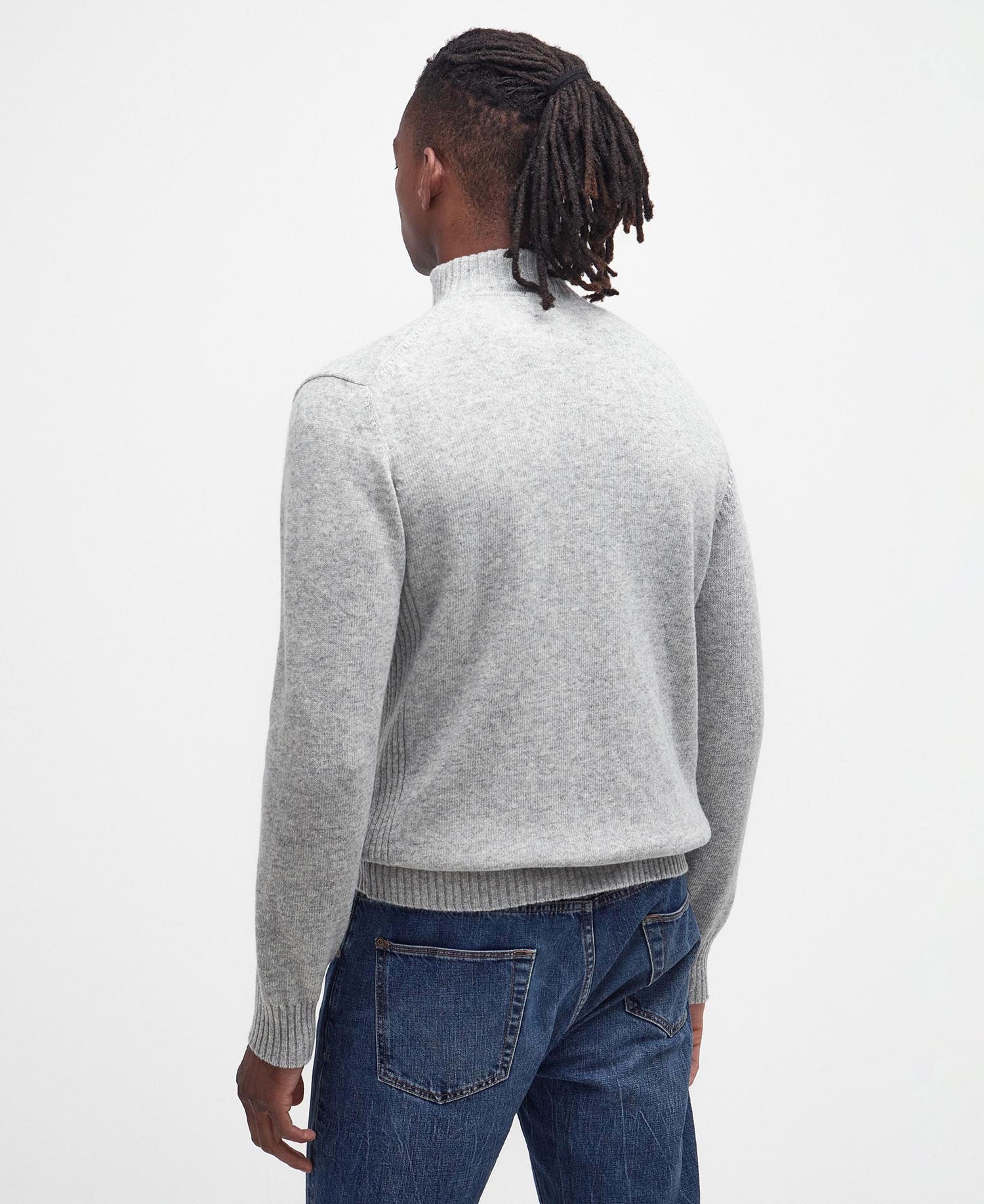 Essential Lambswool Half Zip Jumper - Light Grey Marl