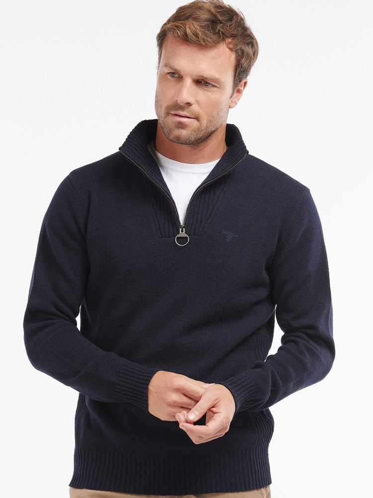 Barbour essential lambswool half zip jumper navy on sale