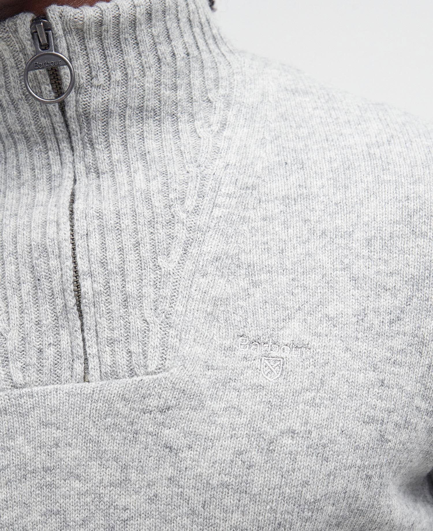 Essential Lambswool Half Zip Jumper - Light Grey Marl