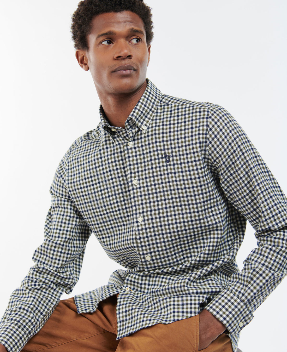 Finkle Tailored Gingham Shirt - Olive