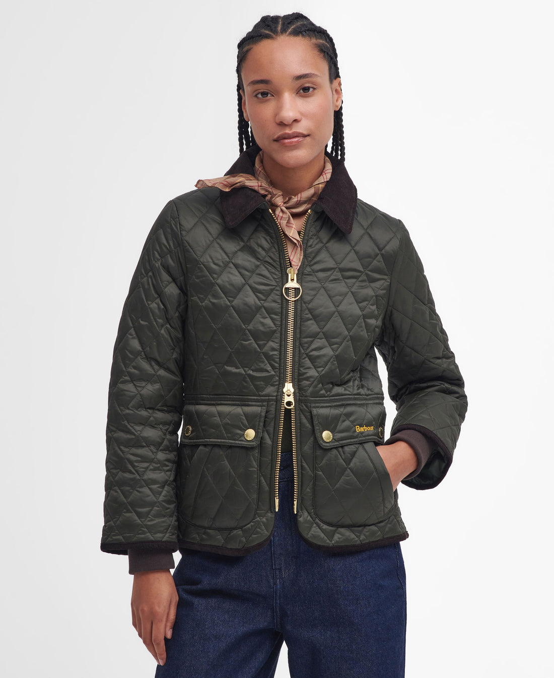 Fitted Beadnell Quilted Jacket - Sage/Ancient