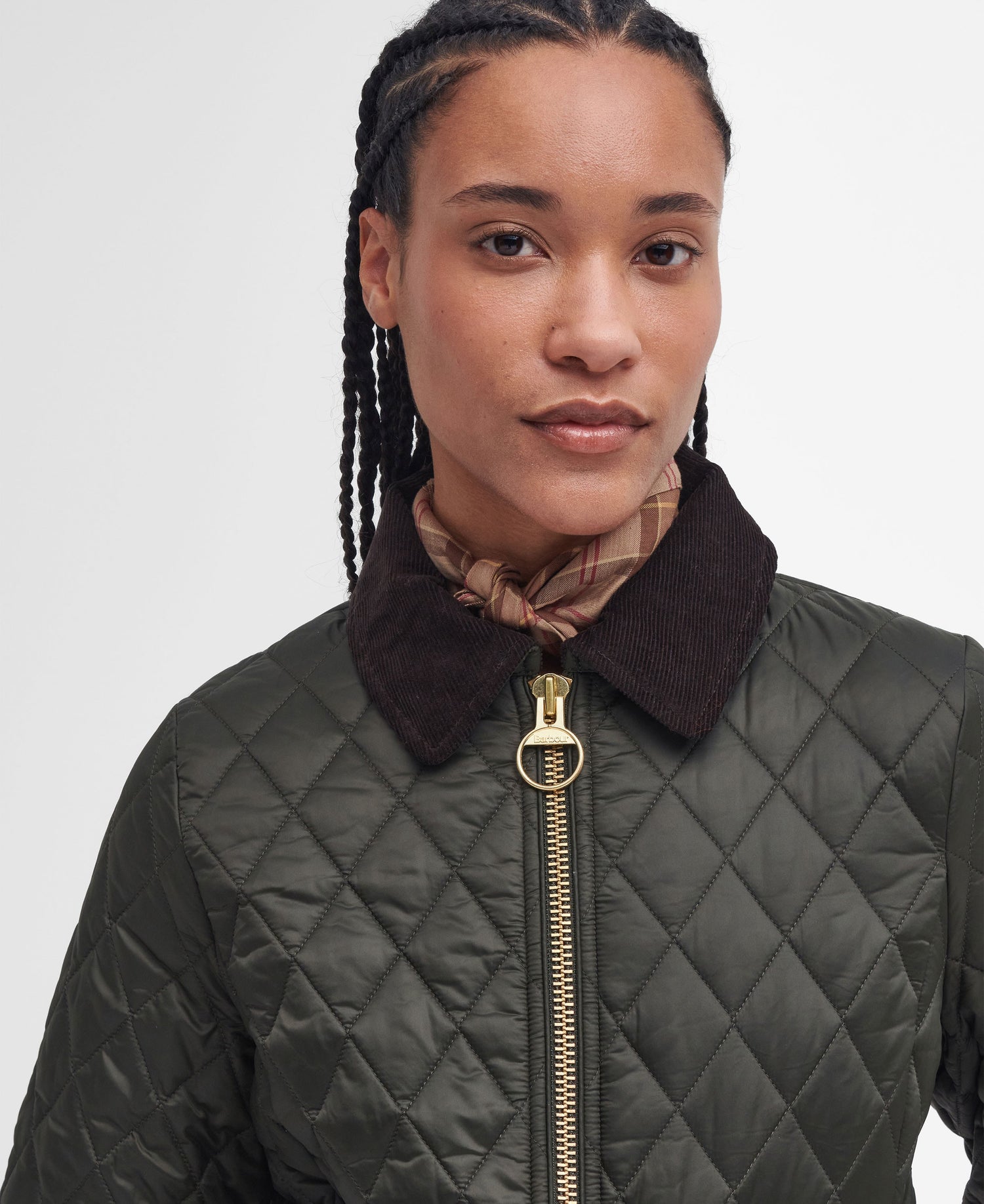 Fitted Beadnell Quilted Jacket - Sage/Ancient