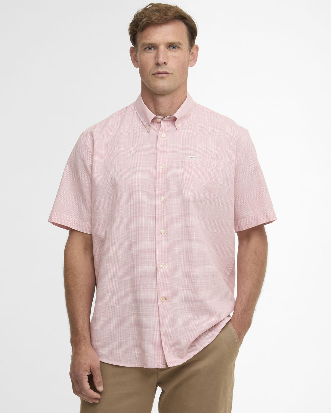 Fleming Linen Blend Regular S/S Shirt - Pink