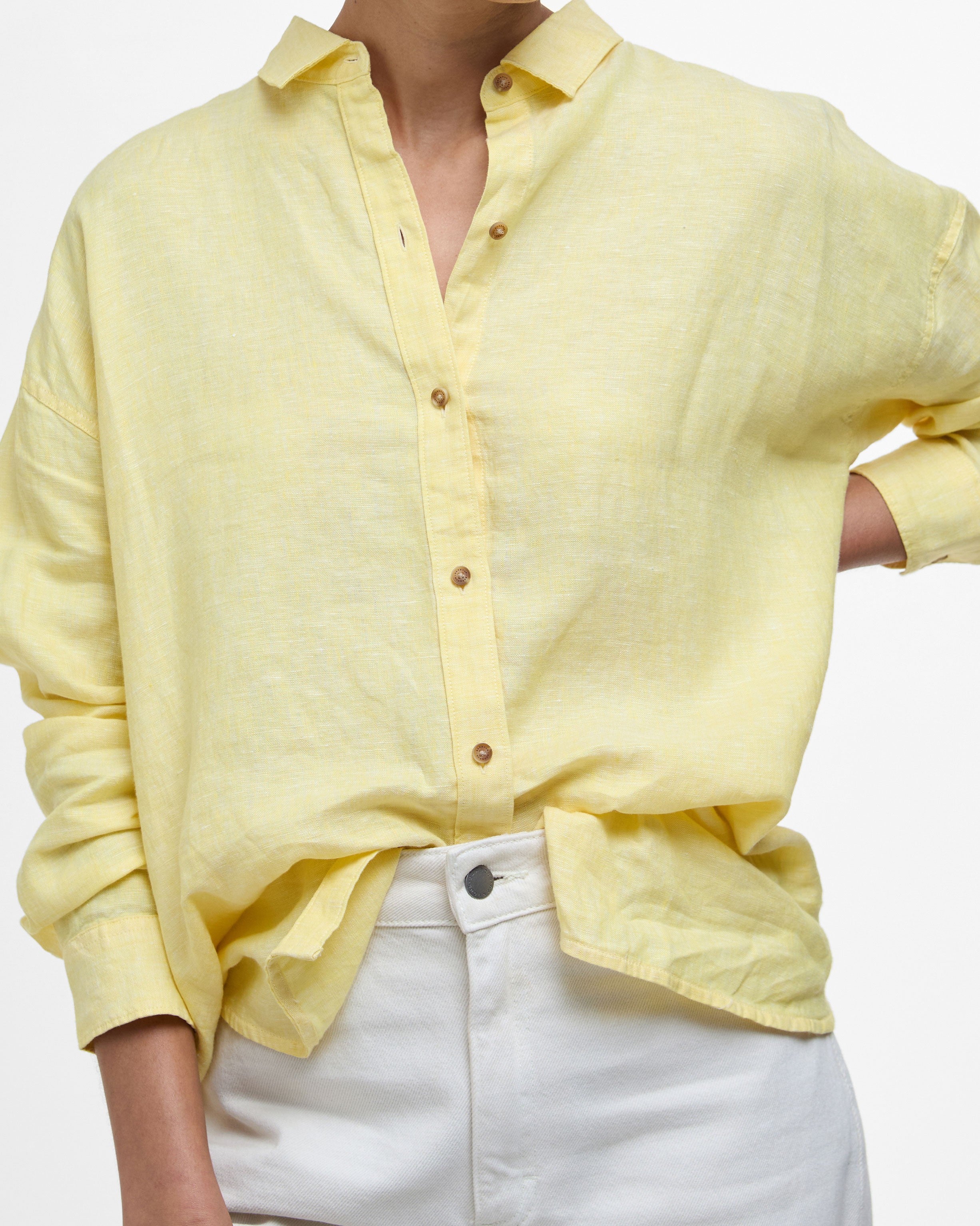 Hampton Relaxed Linen Shirt - Sunray Yellow