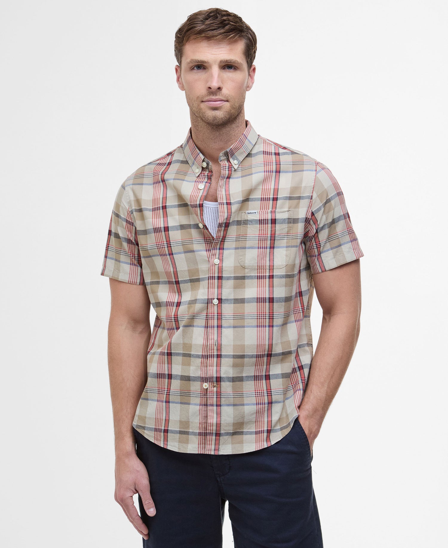 Hillway Madras Summer Fit Shirt - Washed Stone