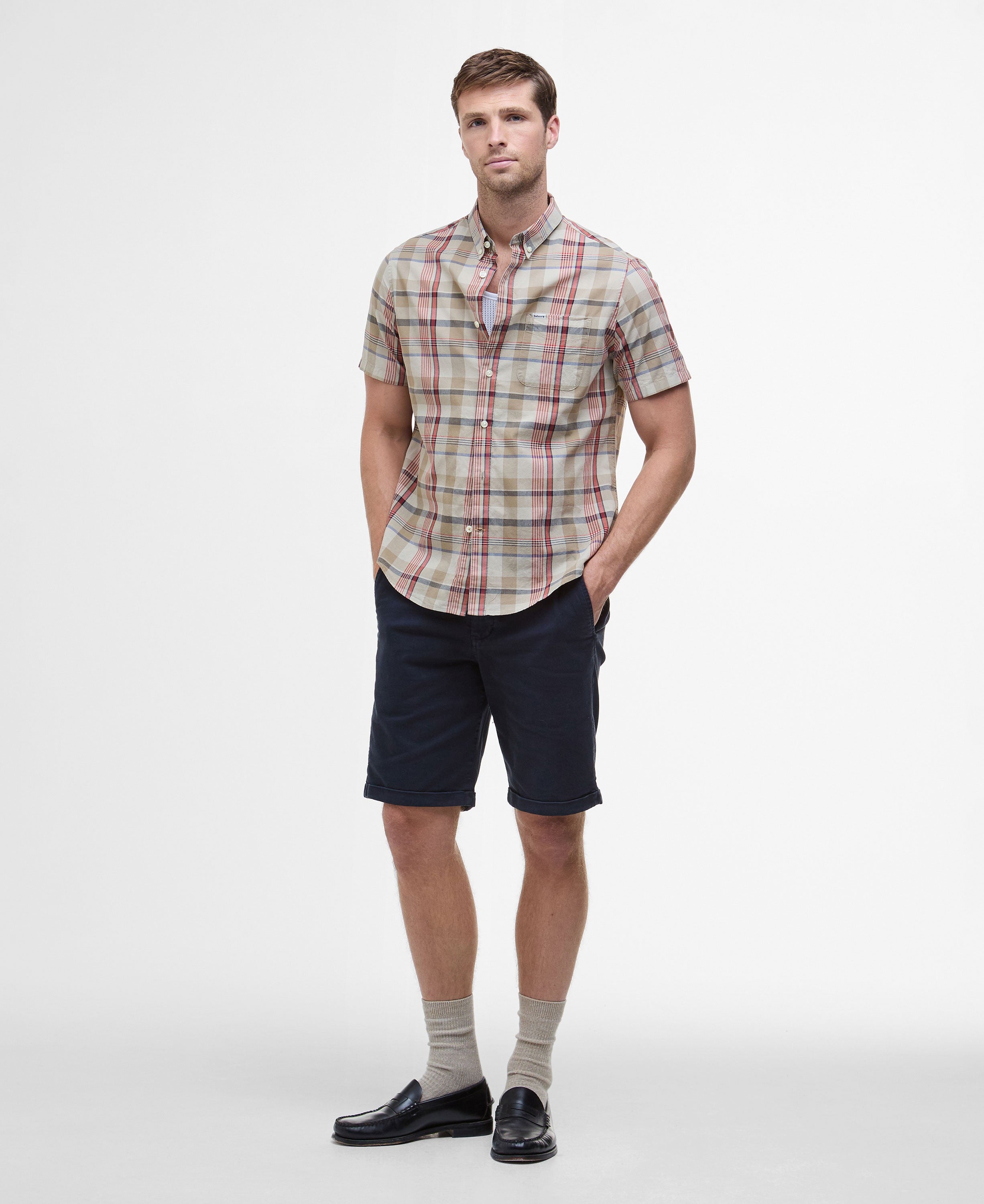 Hillway Madras Summer Fit Shirt - Washed Stone