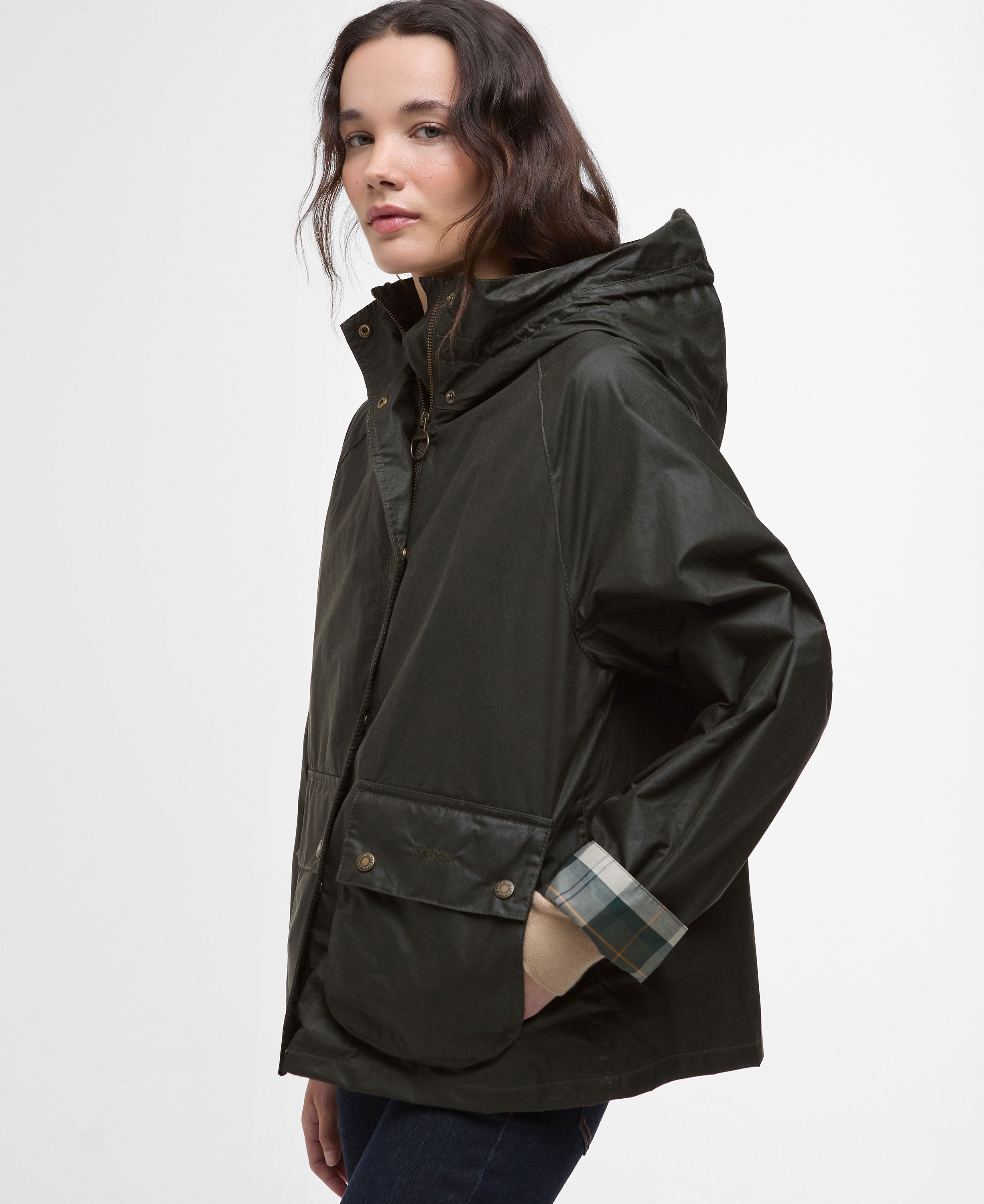 Hollies Wax Jacket - Archive Olive/Ancient Tartan