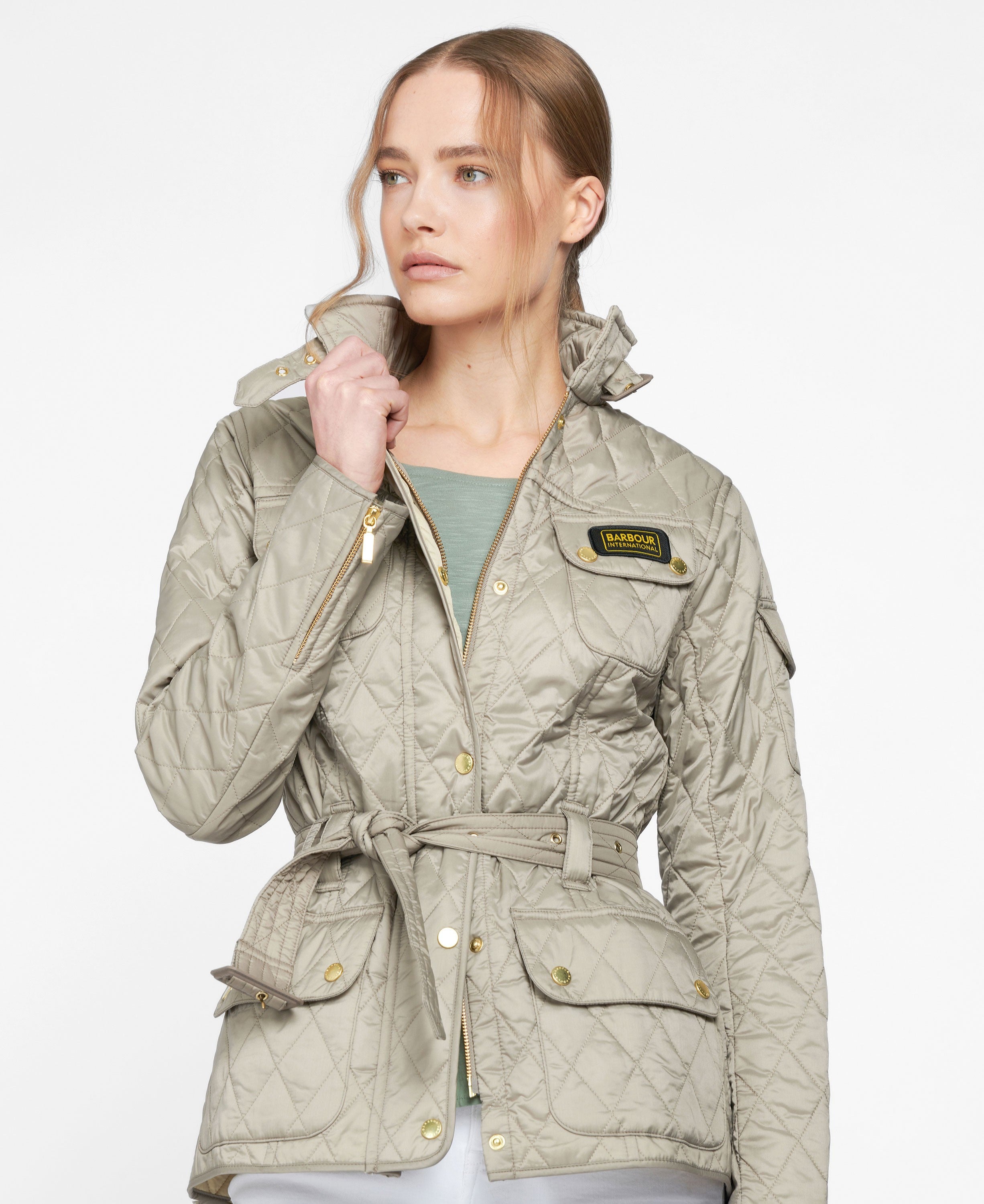 Quilted Jacket - Taupe/Pearl