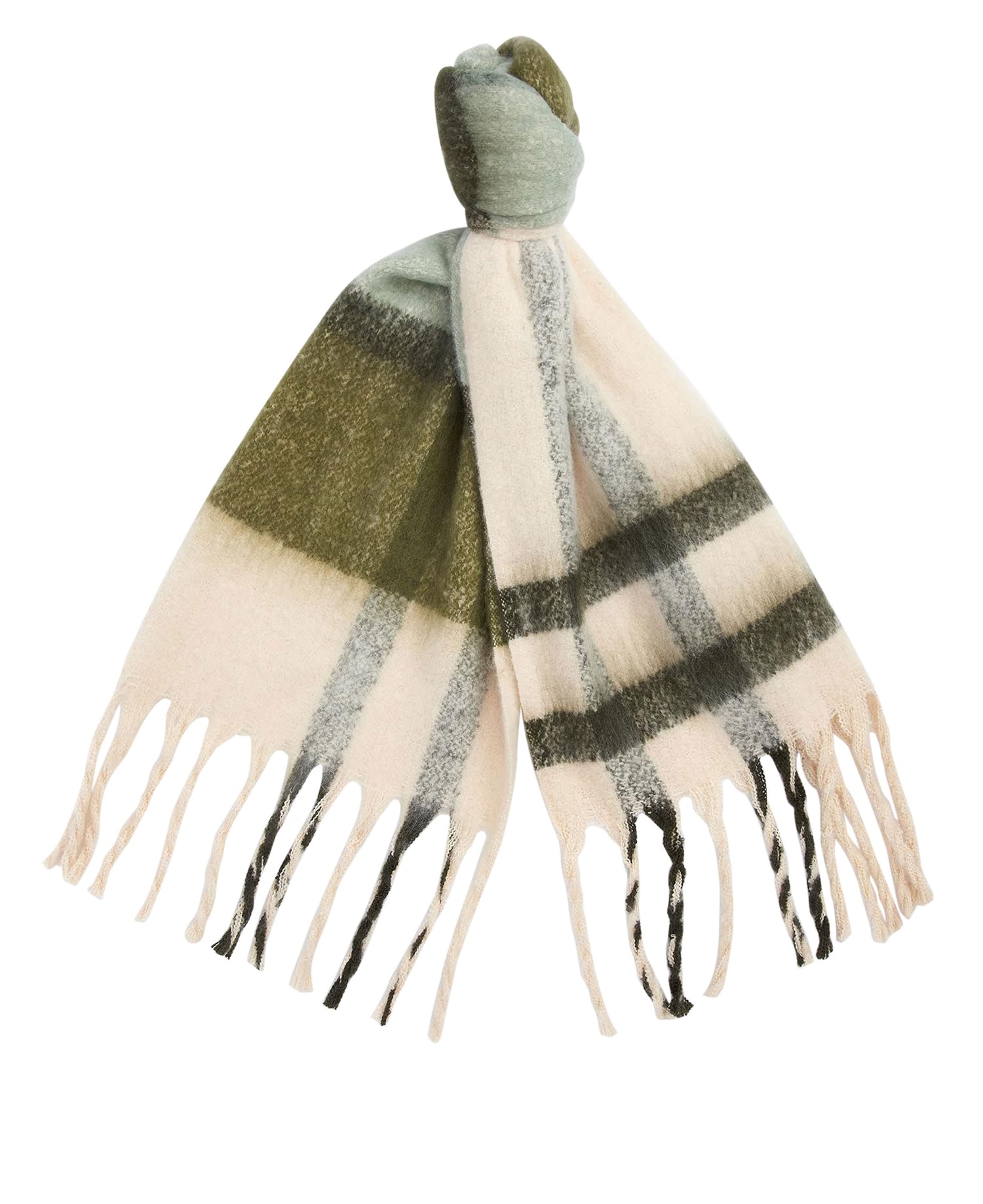 Isla Tartan Boucle Scarf - Soft Mint