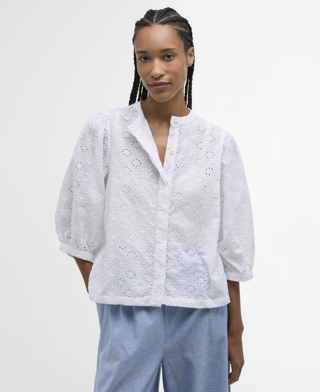 Layla Broderie Anglaise Shirt - White