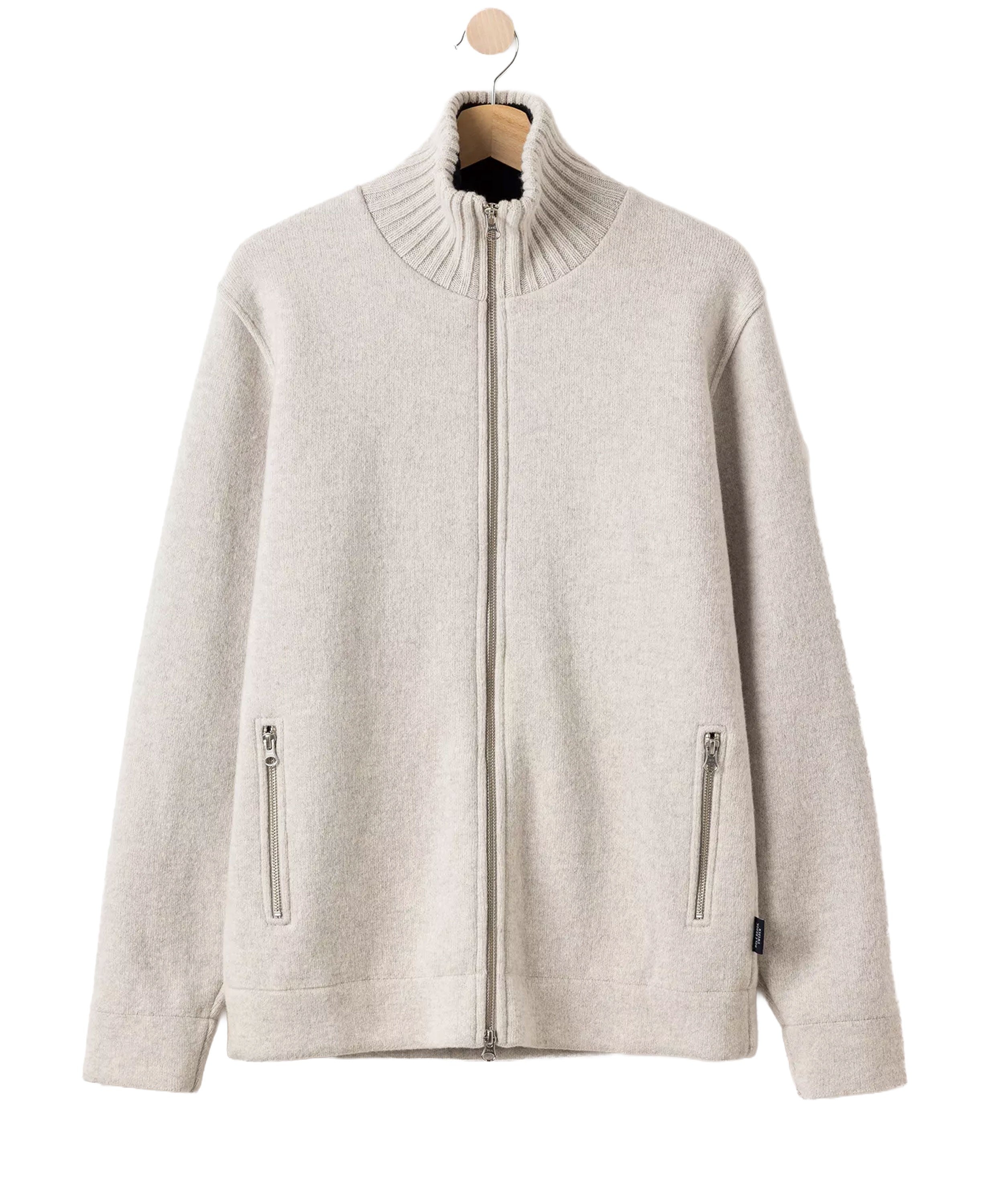 Mans Zip Wool Windproof - Light Grey Mel