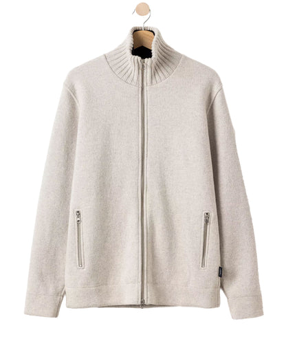 Mans Zip Wool Windproof - Light Grey Mel