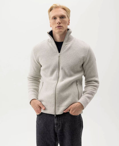 Mans Zip Wool Windproof - Light Grey Mel