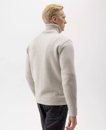 Mans Zip Wool Windproof - Light Grey Mel