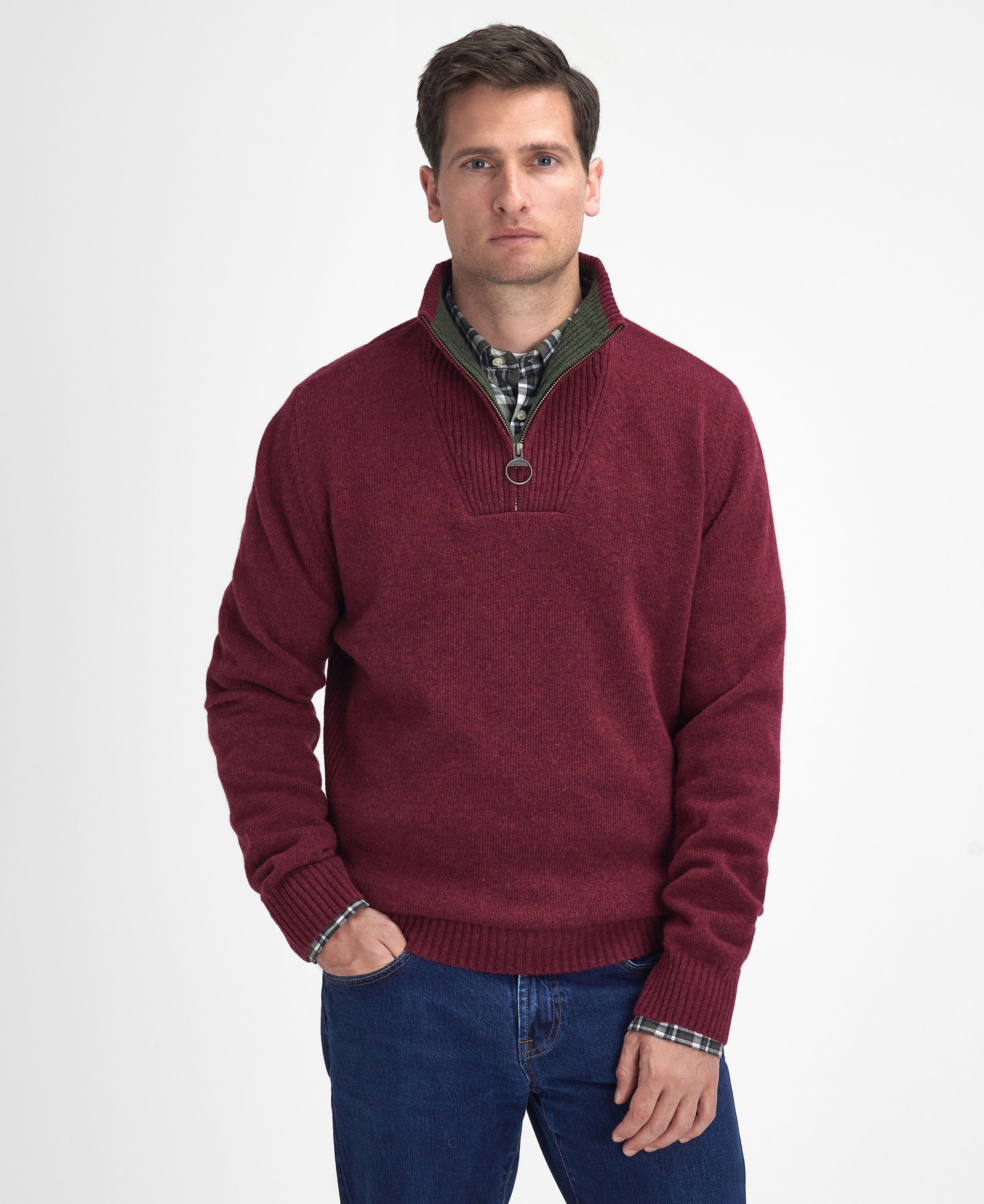 Nelson Essential Half Zip Knitted Jumper - Port