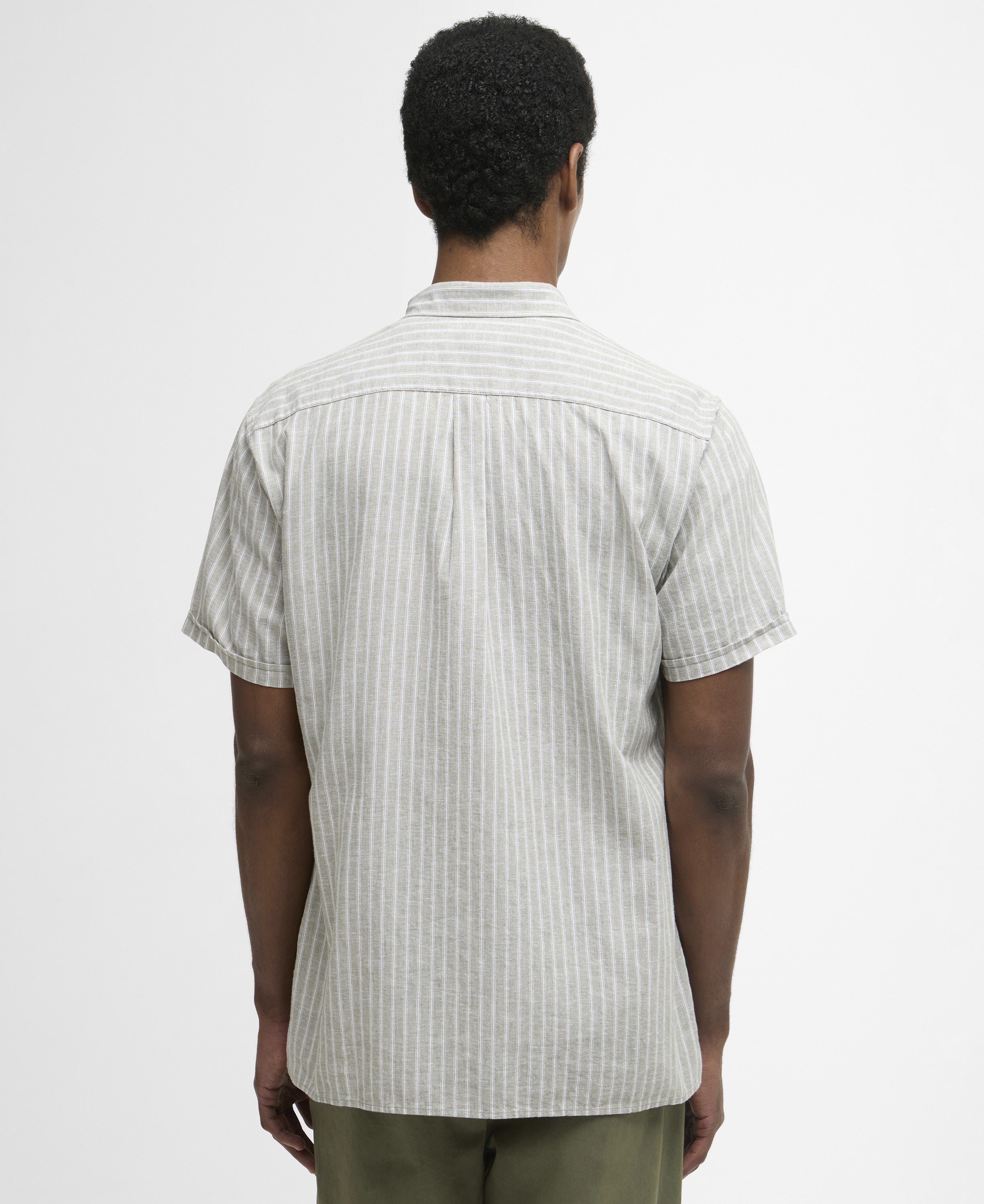 Nelson Striped Summer Fit Shirt - Bleached Olive
