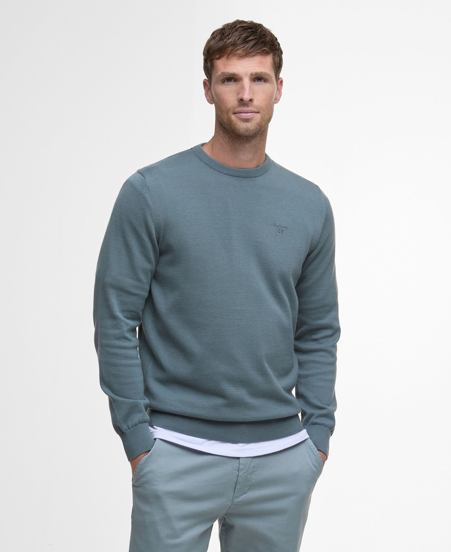 Pima Cotton Crew Neck Sweater - Vintage Teal