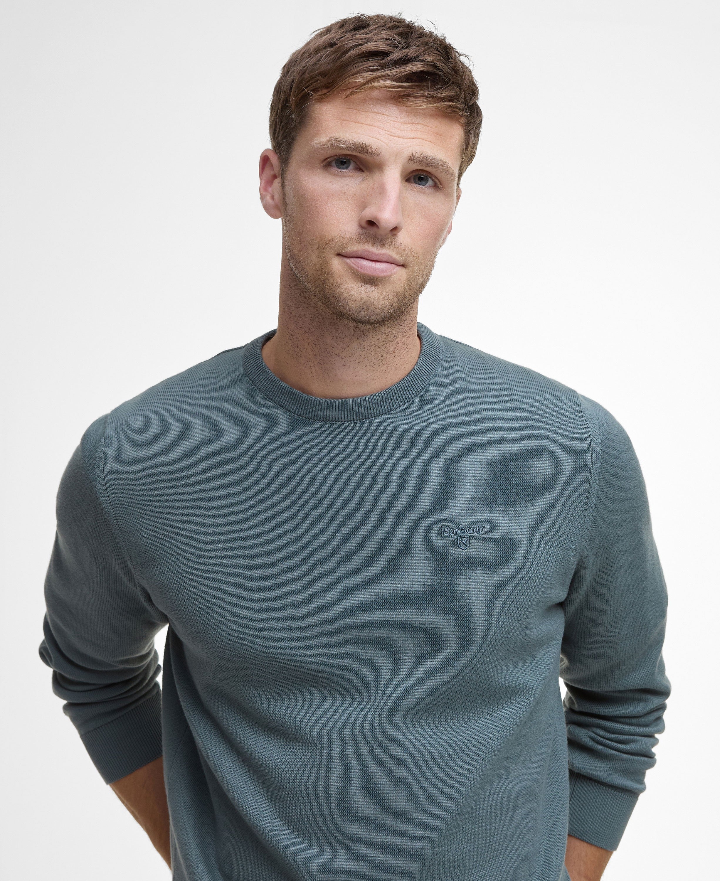 Pima Cotton Crew Neck Sweater - Vintage Teal