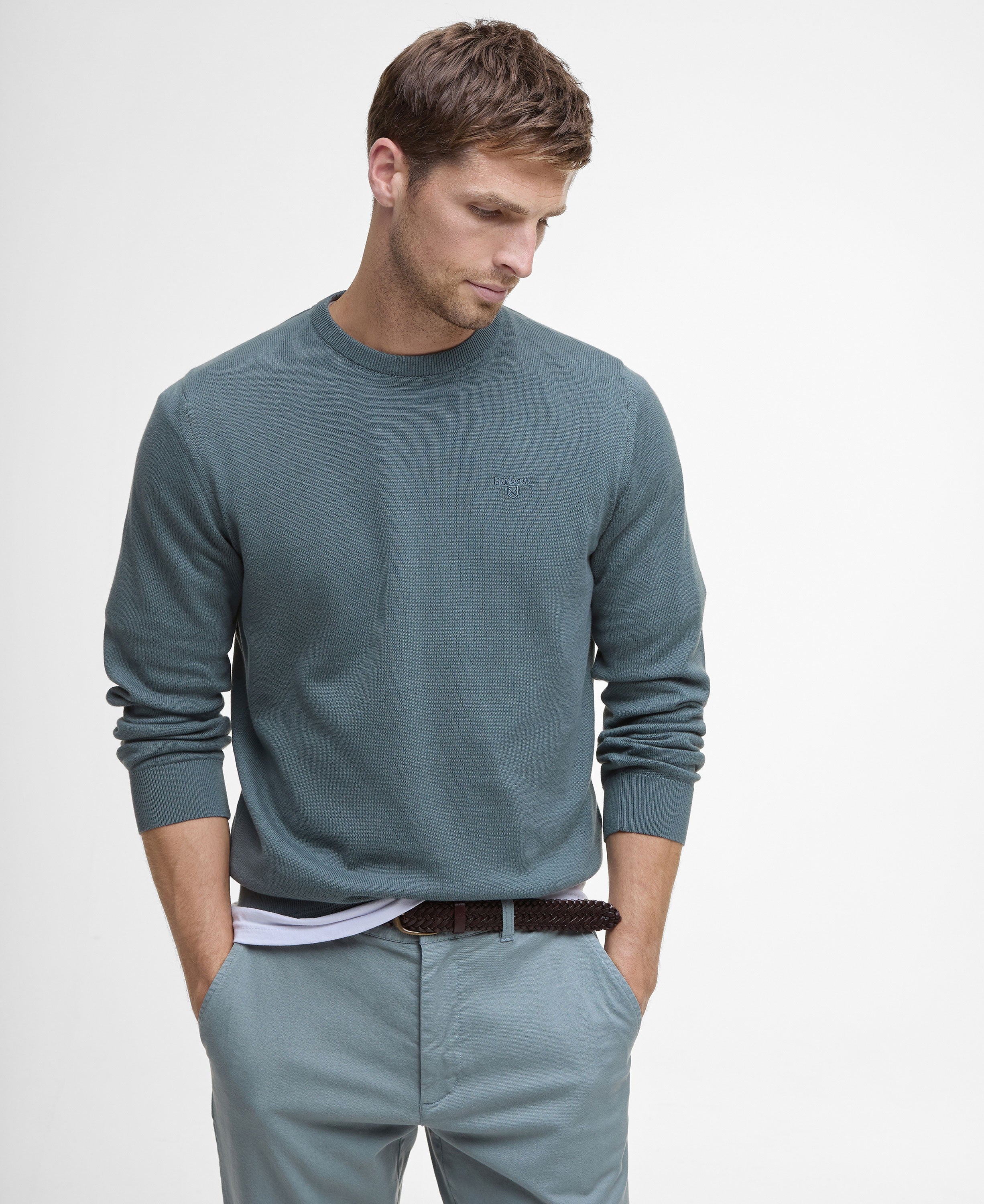 Pima Cotton Crew Neck Sweater - Vintage Teal